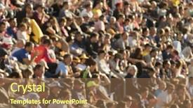  Presentation with people - Presentation theme featuring attendance - blurred out people attending background and a tawny brown colored foreground