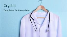  Presentation with medical robot hand and doctor - Slides consisting of attendance - doctor coat with stethoscope background and a light blue colored foreground