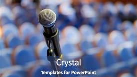  Presentation with conference - Cool new PPT theme with attendance - microphone close up backdrop and a ocean colored foreground