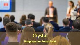 Presentation with congress - Beautiful PPT layouts featuring attendance - people attend business conference backdrop and a tawny brown colored foreground