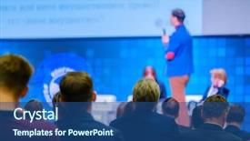  Presentation with congress - PPT theme featuring attendance - people attend business conference background and a ocean colored foreground