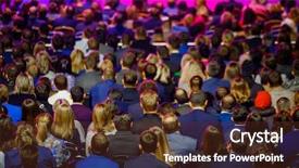  Presentation with congress - Slide deck featuring attendance - people attend business conference background and a tawny brown colored foreground