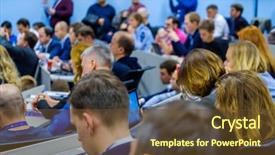  Presentation with congress - Slide deck having attendance - people attend business conference background and a tawny brown colored foreground