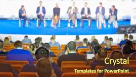 Presentation with congress - PPT theme having attendance - people attend business conference background and a tawny brown colored foreground