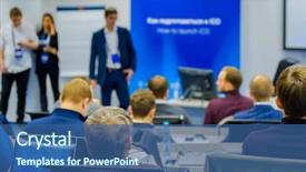  Presentation with congress - Presentation theme consisting of attendance - people attend business conference background and a ocean colored foreground