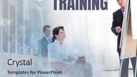  Presentation with economics - Presentation with attendance - training text and business economics background and a light blue colored foreground