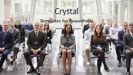  Presentation with audience - Audience pleasing PPT theme consisting of attendee - audience listening to speaker backdrop and a sky blue colored foreground