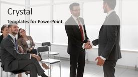  Presentation with architecture sheikh zayed grand mosque - Slide set having attendee - businessmen handshaking after striking grand background and a white colored foreground