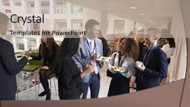  Presentation with handover networking - Cool new theme with attendee - delegates networking during conference lunch backdrop and a mint green colored foreground