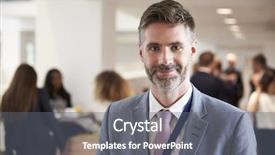  Presentation with coronavirus break fraud - Slide set with attendee - portrait of male delegate background and a gray colored foreground