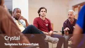  Presentation with community center - Colorful presentation enhanced with attending self help therapy group backdrop and a tawny brown colored foreground