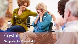  Presentation with group therapy - Audience pleasing presentation theme consisting of attending self help therapy group backdrop and a red colored foreground