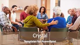  Presentation with community - Cool new presentation design with attending self help therapy group backdrop and a tawny brown colored foreground