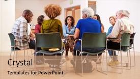  Presentation with group therapy - Presentation theme enhanced with attending self help therapy group background and a coral colored foreground