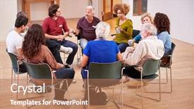  Presentation with community center - Amazing slides having attending self help therapy group backdrop and a coral colored foreground