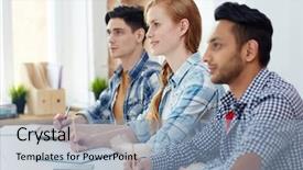  Presentation with students - Colorful presentation theme enhanced with attending session - attentive students making notes backdrop and a  colored foreground