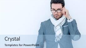  Presentation with business growth - PPT theme enhanced with attention - full growth attentive business man background and a light blue colored foreground