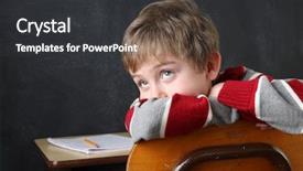  Presentation with attention - Presentation design consisting of attention - student resting his head background and a dark gray colored foreground