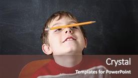  Presentation with attention - Colorful presentation theme enhanced with attention - young bored boy balancing backdrop and a tawny brown colored foreground