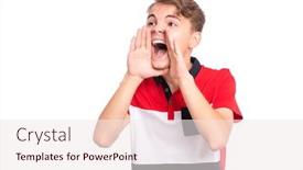  Presentation with attention - Audience pleasing PPT theme consisting of attention portrait of teen boy is holding hands near his open mouth and screaming isolated on white background cute caucasian young teenager shouting with hands cupped to his mouth backdrop and a sky blue colored foreground