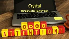  Presentation with attention - Colorful presentation theme enhanced with attention written on a wooden backdrop and a wine colored foreground