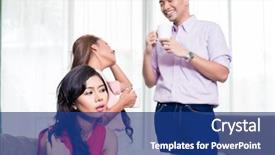  Presentation with attention - Presentation theme featuring attentive - close-up of woman paying attention background and a ocean colored foreground