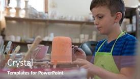  Presentation with pottery - Beautiful presentation design featuring attentive-boy-painting-a-bowl backdrop and a coral colored foreground