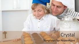  Presentation with muffins - Audience pleasing presentation theme consisting of attentive-father-and-his-son backdrop and a coral colored foreground