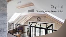  Presentation with interior design - Beautiful PPT theme featuring attic-apartment-interior-design backdrop and a  colored foreground