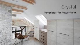  Presentation with interior design - Colorful presentation theme enhanced with attic apartment interior design backdrop and a light gray colored foreground
