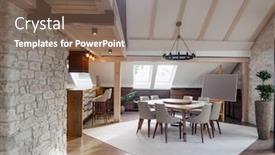  Presentation with interior design - PPT layouts having attic apartment interior design background and a violet colored foreground