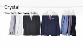  Presentation with black men in suit - Presentation theme featuring professional attire - set of men's suits ties background and a white colored foreground