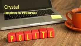  Presentation with gratitude - PPT theme enhanced with attitude gratitude - polite written on a wooden background and a tawny brown colored foreground