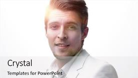  Presentation with closeup of ground spices cumin - Slide deck with attitude job satisfaction - closeup confident young businessman background and a light gray colored foreground