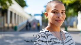  Presentation with attitude - Presentation theme consisting of attitude satisfaction - portrait of young happy bald background and a seafoam green colored foreground