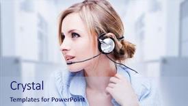  Presentation with telephone - Slide deck featuring tele - attractive blond young woman background and a light blue colored foreground