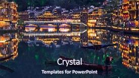  Presentation with ancient china - Theme consisting of attraction destination - feng huang ancient background and a navy blue colored foreground