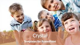  Presentation with preschool diversity - Theme with attraction park - six preschool friends looking background and a coral colored foreground