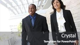  Presentation with african american business - Cool new presentation design with attractive african american business team backdrop and a dark gray colored foreground