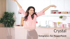 Presentation with dancing - Presentation theme enhanced with attractive african-american woman dancing background and a lemonade colored foreground