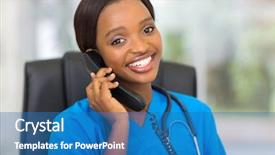  Presentation with children doctor african - Beautiful PPT layouts featuring attractive african medical doctor talking backdrop and a teal colored foreground