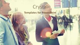  Presentation with airport boarding pass - Presentation design featuring attractive-airport-staff-holding-boarding background and a cream colored foreground