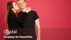  Presentation with racial - PPT theme with attractive asian and caucasian inter background and a wine colored foreground