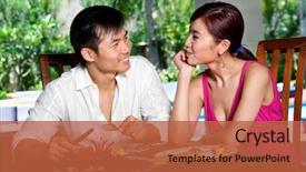  Presentation with mindful eating - PPT layouts featuring attractive asian couple eating together background and a red colored foreground