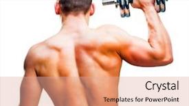  Presentation with background - PPT layouts featuring attractive athletic man with dumbbell background and a  colored foreground