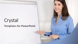  Presentation with flip chart - Amazing presentation theme having attractive beautiful business woman backdrop and a sky blue colored foreground