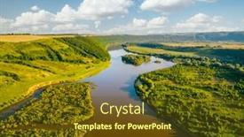  Presentation with earth eye - Amazing slide deck having attractive-bird-s-eye-view backdrop and a tawny brown colored foreground