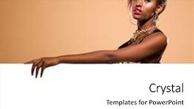  Presentation with black woman at gas station - Slide set enhanced with attractive black woman model standing background and a white colored foreground