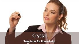  Presentation with writing pen - Slide set having attractive blonde businesswoman holding up a felt tip pen in the air writing on blank copyspace or conceptual of a virtual screen background and a tawny brown colored foreground