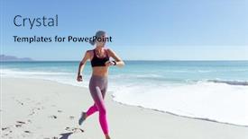  Presentation with sun rays on blue sky - Presentation consisting of attractive-blonde-caucasian-woman-enjoying background and a light blue colored foreground